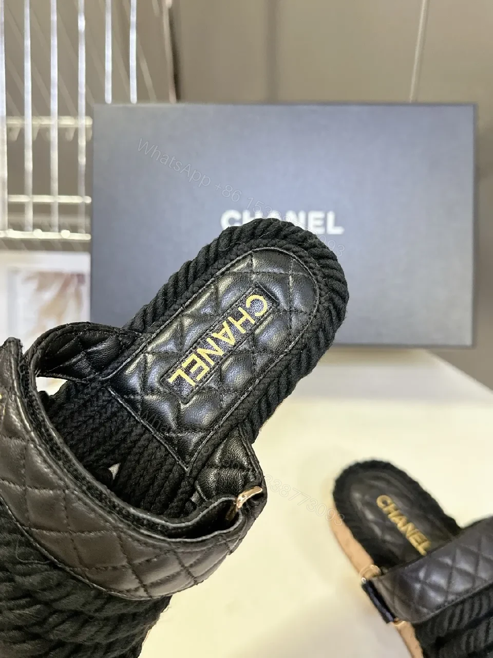 View 4 of Quilted Leather Slip-Ons with Rope Embellishment, Luxe Casual-Wear