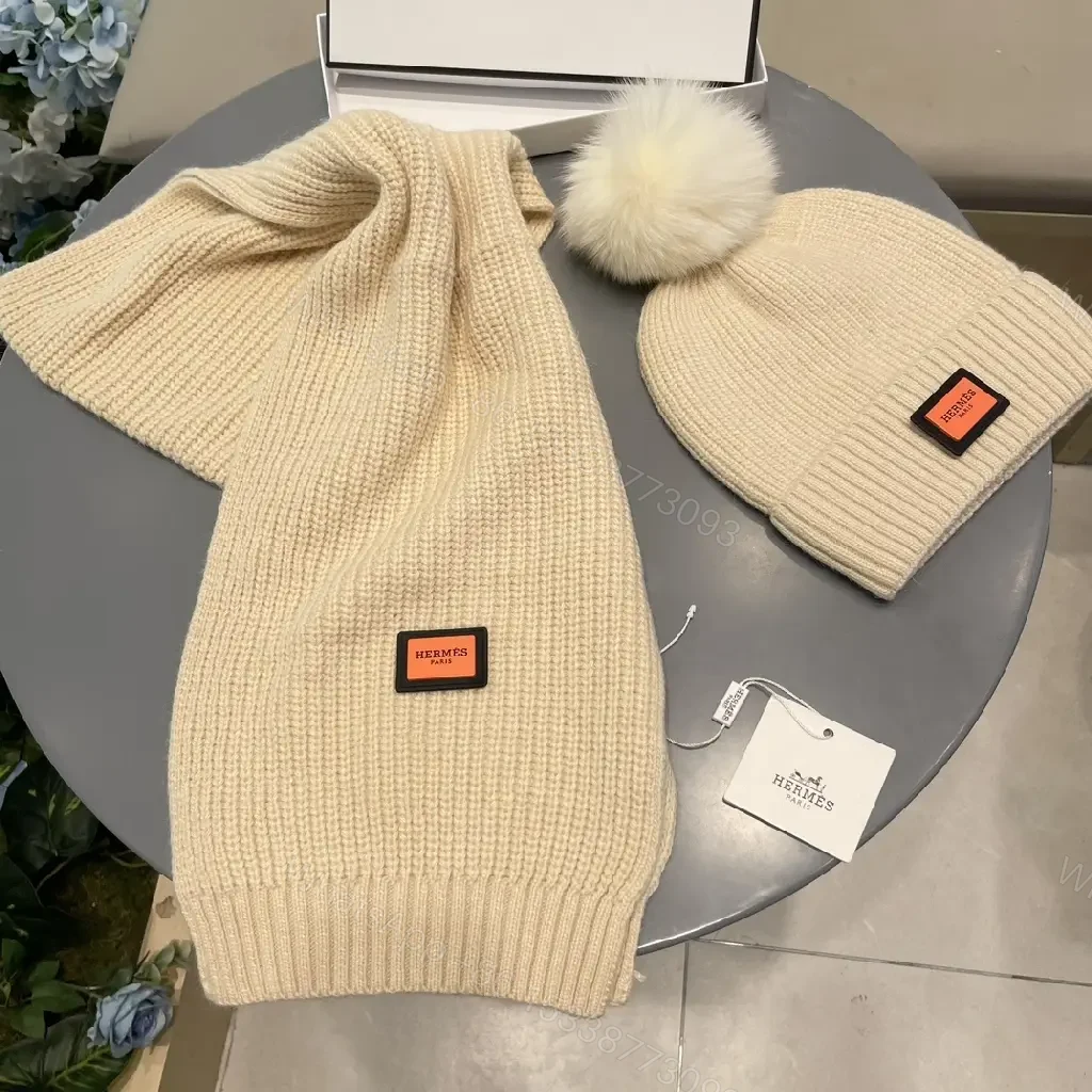 View 2 of Chic Cable-Knit Set with Plush Pom – Luxurious Winter Essentials