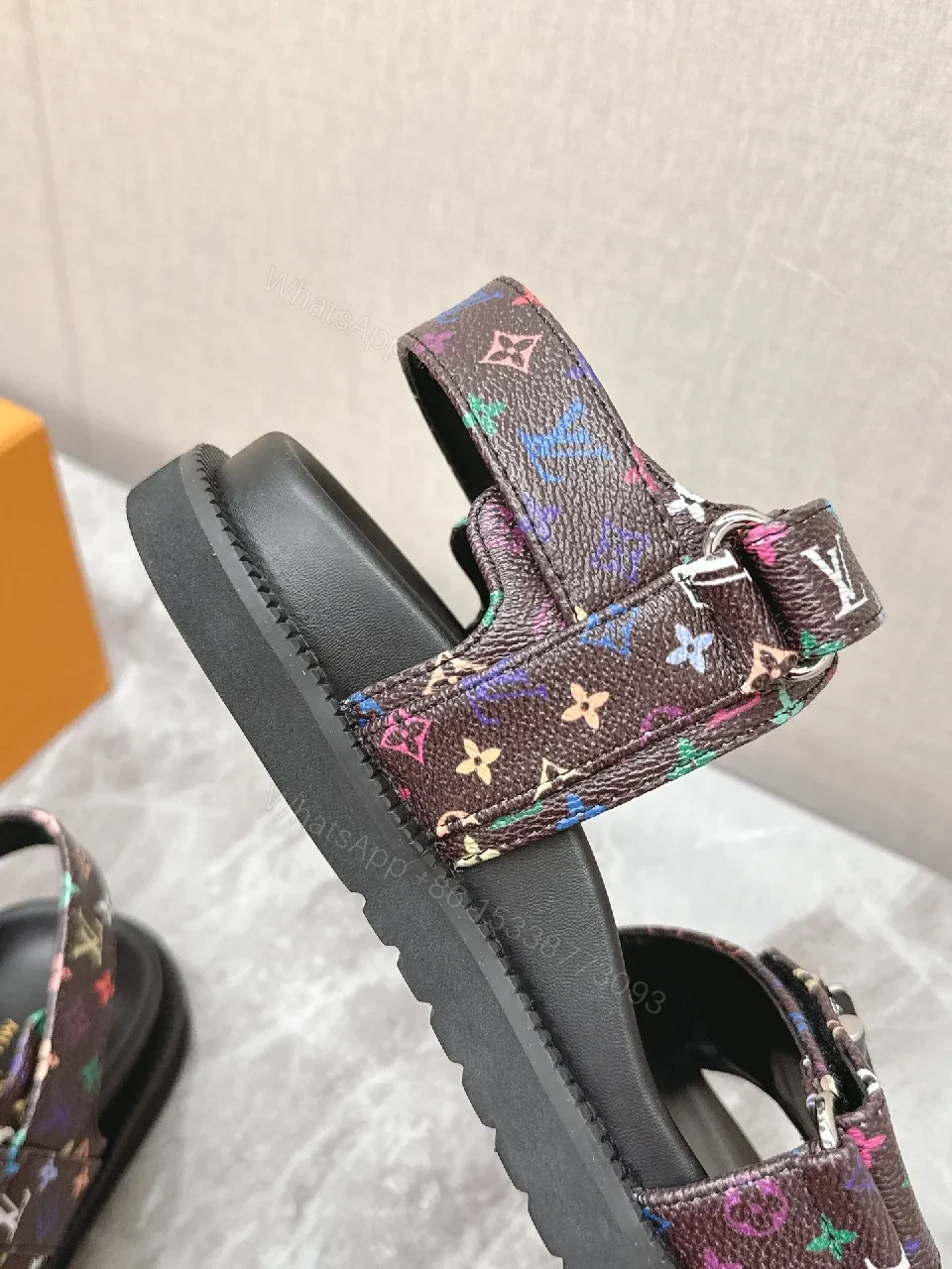 View 2 of Colorful LV Monogram Sandals - Bold, Comfortable, Durable
