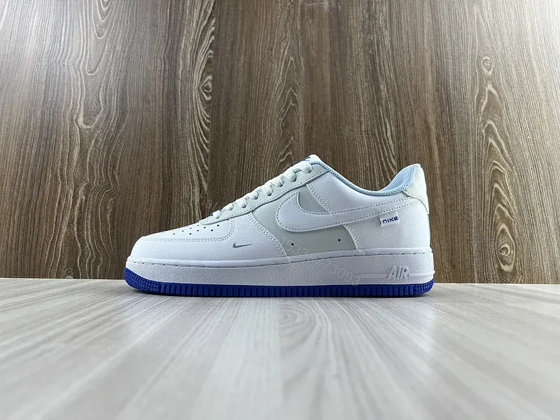 Minimal White + Leather + Nike Low-Profile + Ultramarine Outsole Sneaker — view 1