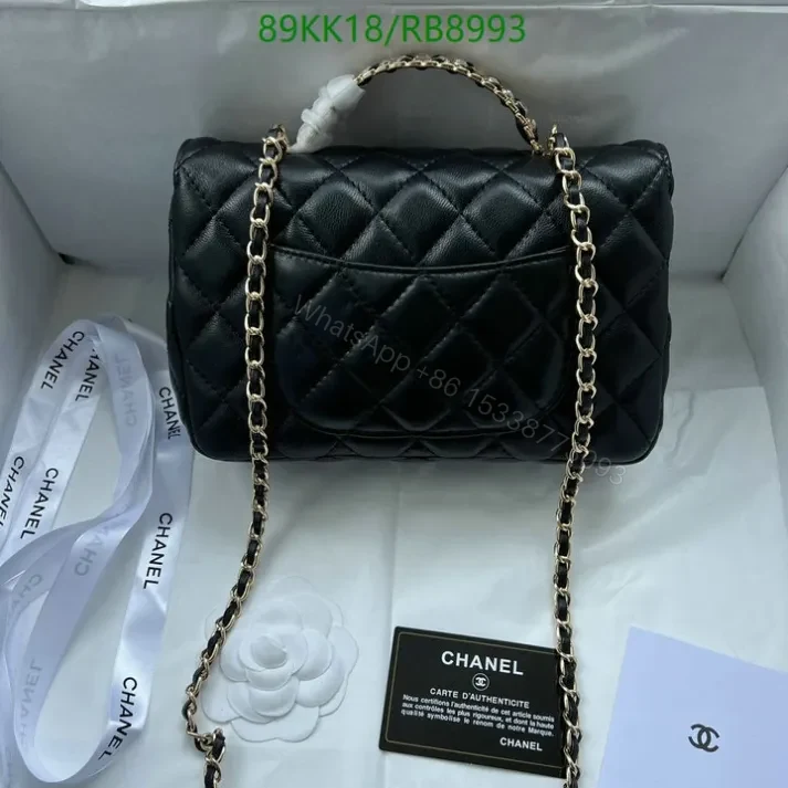 View 4 of Chanel Inspired Classic Black Flap Mini Bag- Elegant Style