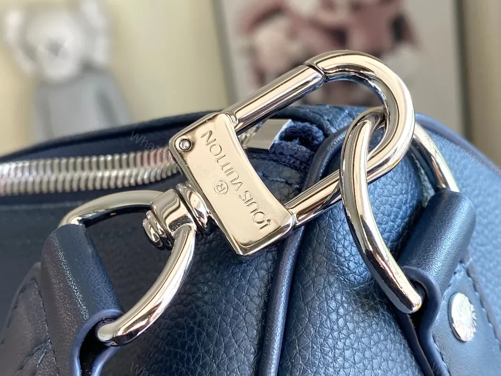 View 9 of Bold Blue Duffle Bag: Pebble Leather-Inspired Luxury Carryall