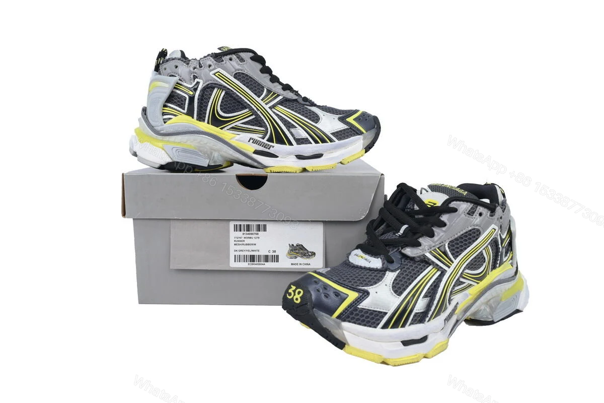 View 7 of Balenciaga Runner Sneaker Grey Black Yellow 772767 W3RMU 1279