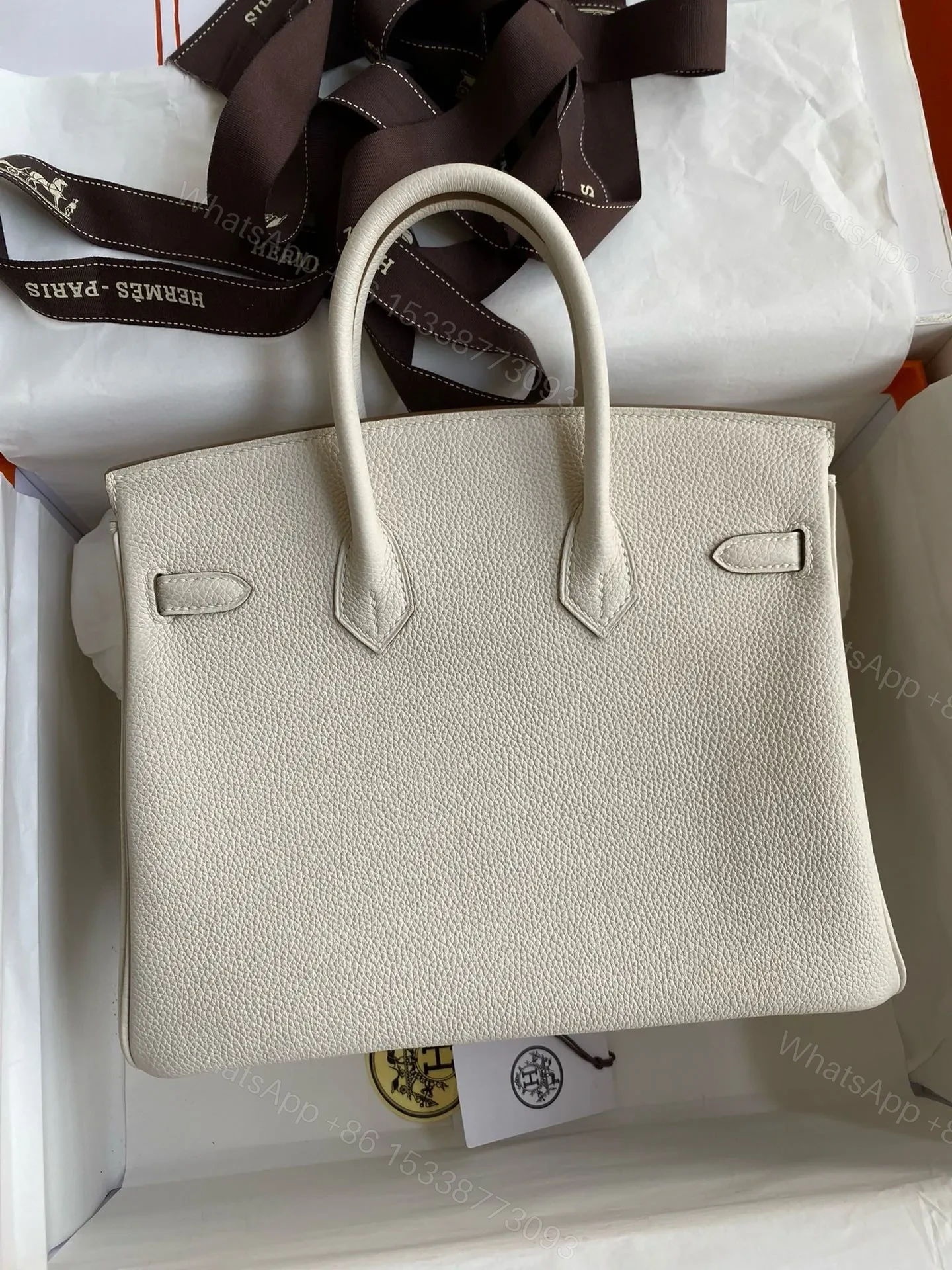 View 2 of HN 25CM CREAM TOGO LEATHER GOLD HARDWARE