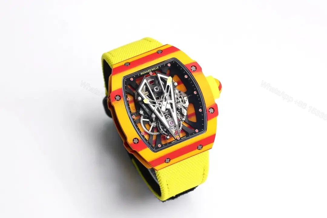 View 3 of Richard Mille RM27-03 Tourbillon Watch – Yellow and Red Carbon Fiber Case, Lightweight Design, Rubber Strap (43.5g)