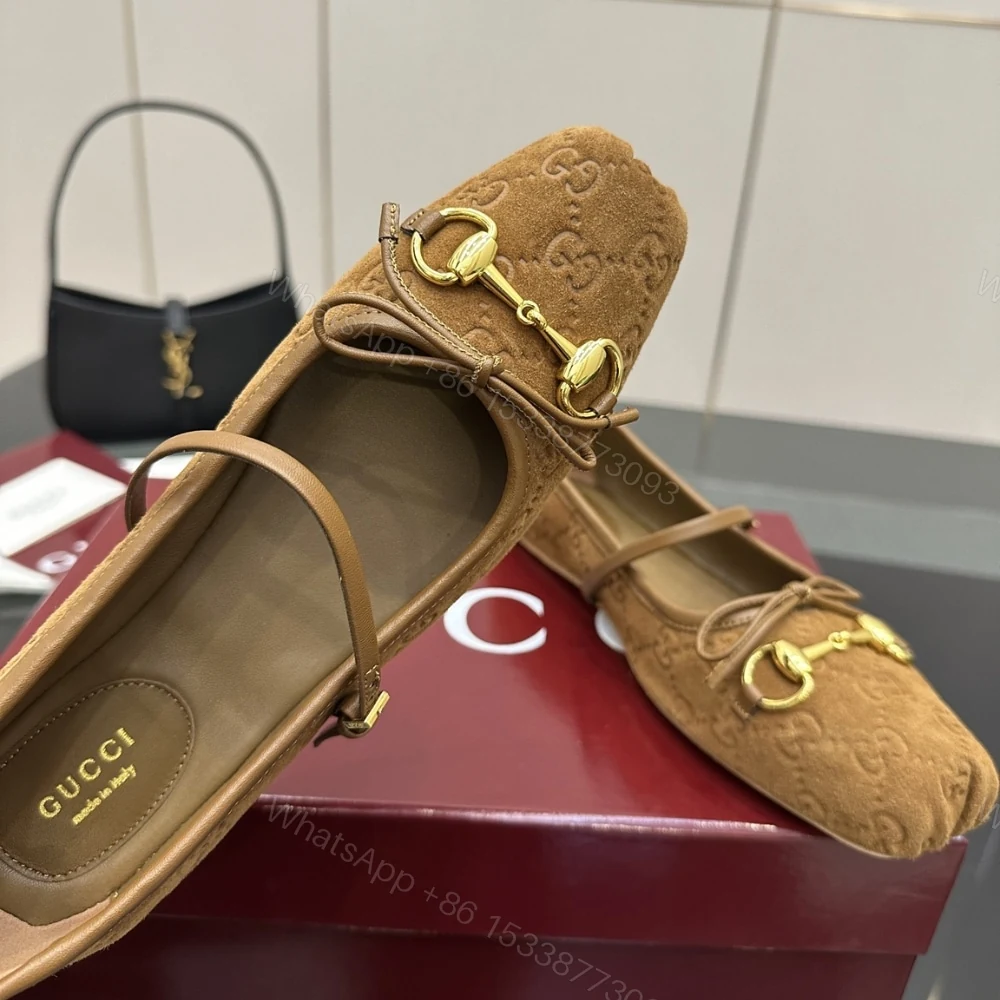 View 5 of GUCCI WOMEN’S HORSEBIT BALLET FLAT BROWN 814413 AAEEN 2808