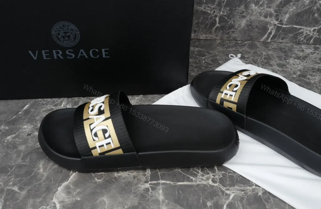 View 7 of Versace Logo Slide: Navy Strap, Ergonomic Comfort, Summer Ready