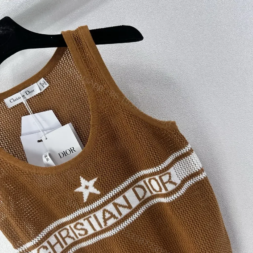 View 11 of Brown Knit Polo Vest Brand Stripe Christian Dior Tank Top