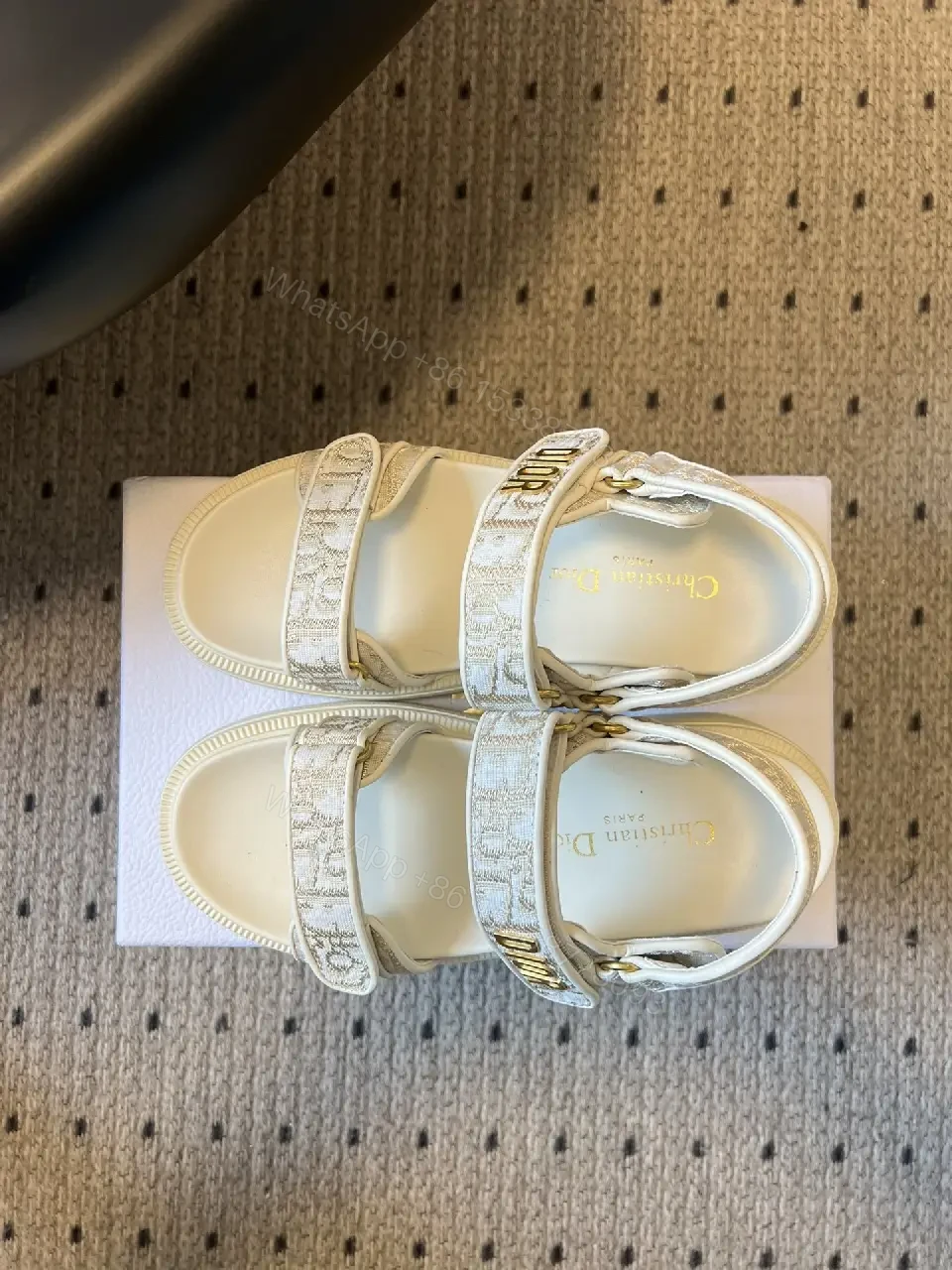 View 6 of Metallic Sandals: Luxe-Texture, Velcro Strap Comfort Platform
