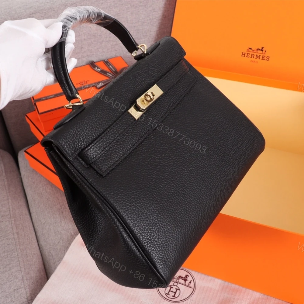 View 3 of Hermes Kelly Togo Handbag Black 25Cm