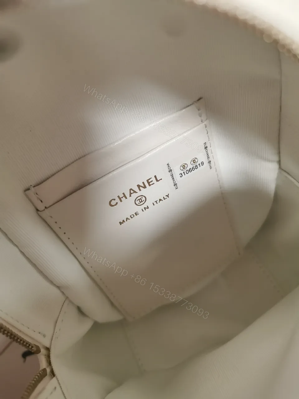 View 8 of Quilted White Bag with Gold Chain: Classic Mini Comfort