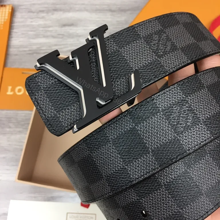 View 4 of Damier Graphite LV Belt â€“ Sleek Everyday Luxury Accessory