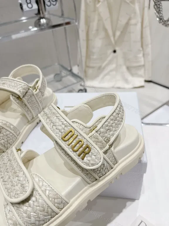 View 7 of Cream Woven Strap Sandals with DIOR Accent, Premium Comfort Footwear