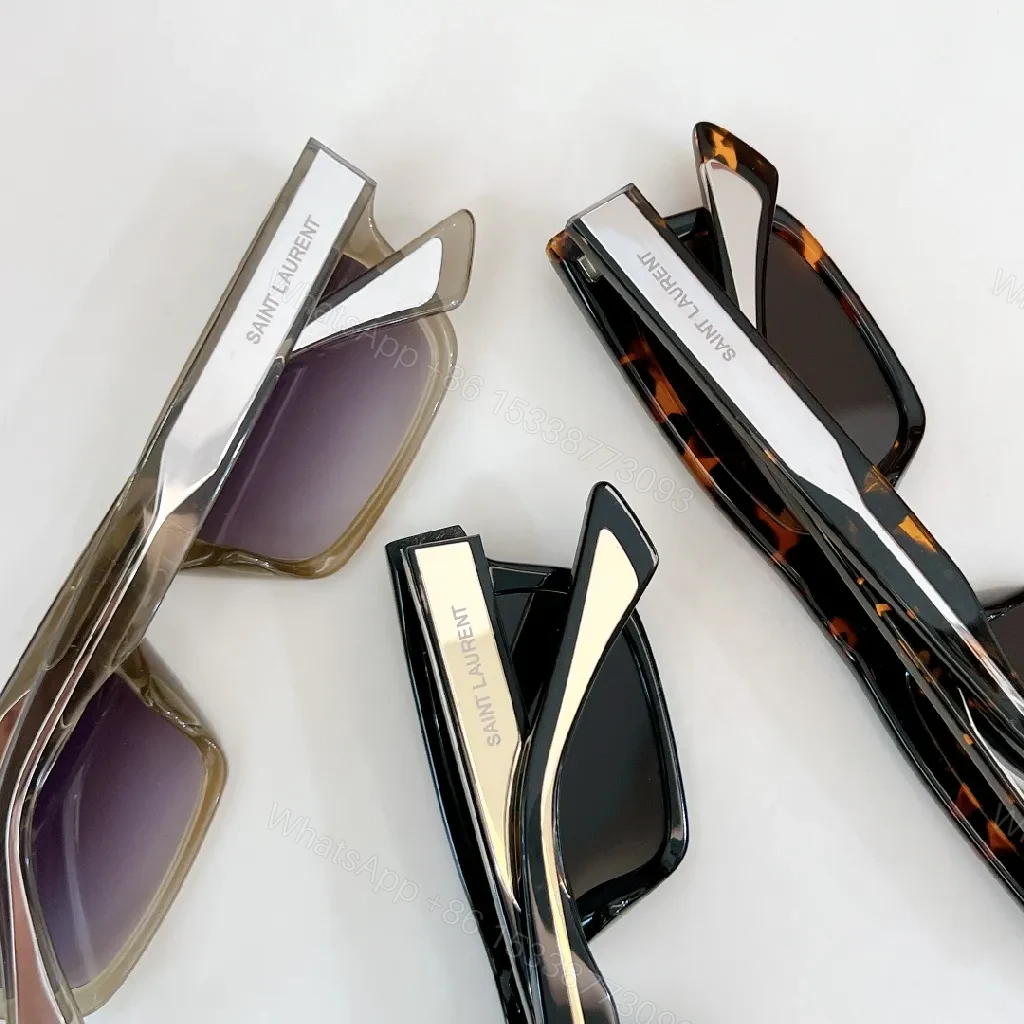 View 7 of Amber-Accent Modern Edge Sunglasses - Lightweight, Rectangular Frame