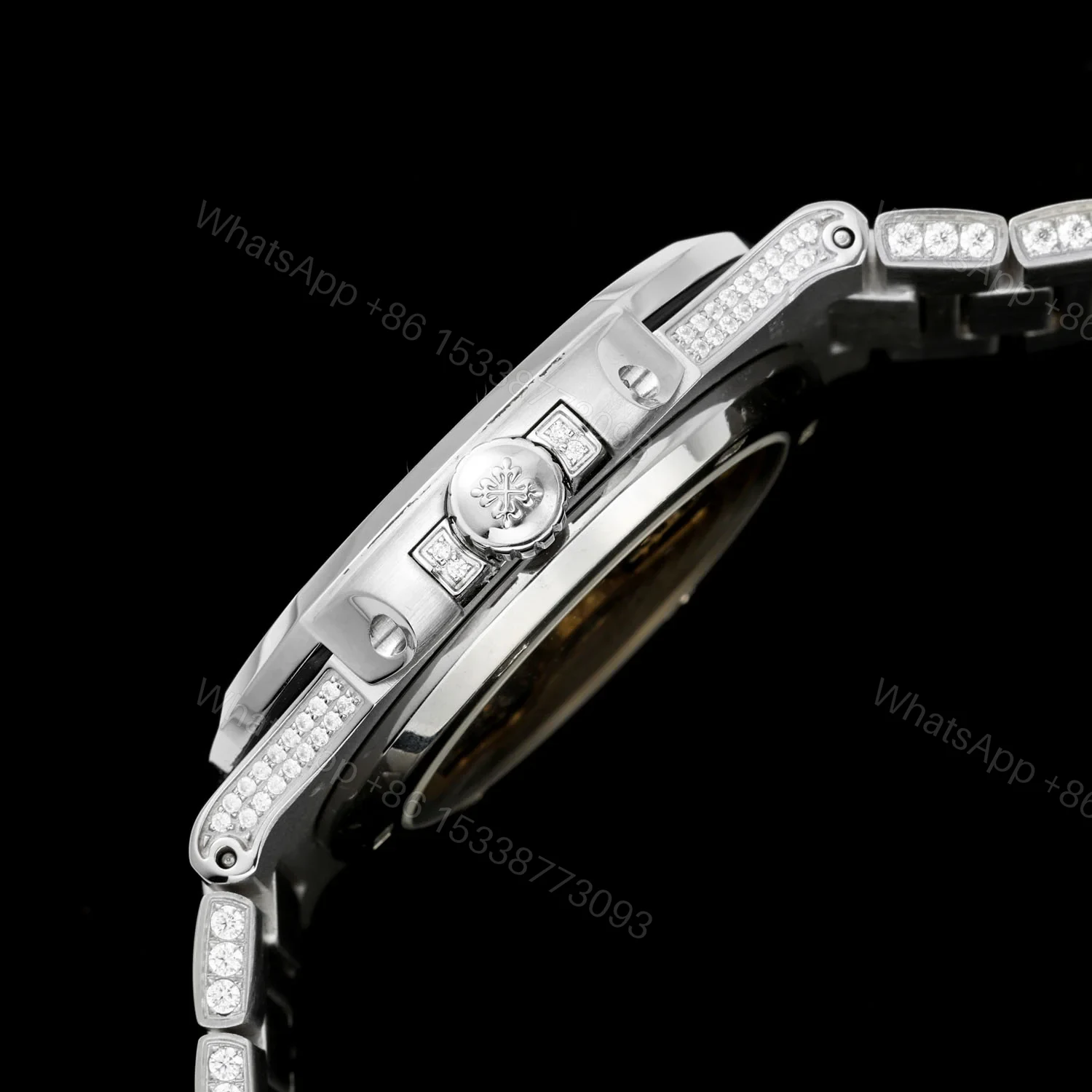 View 7 of Patek Philippe Nautilus 5711 BD1 Full Diamond Watch 40mm Pavé Bracelet Edition AMG-PP-BD1-5711-2600-PAVE