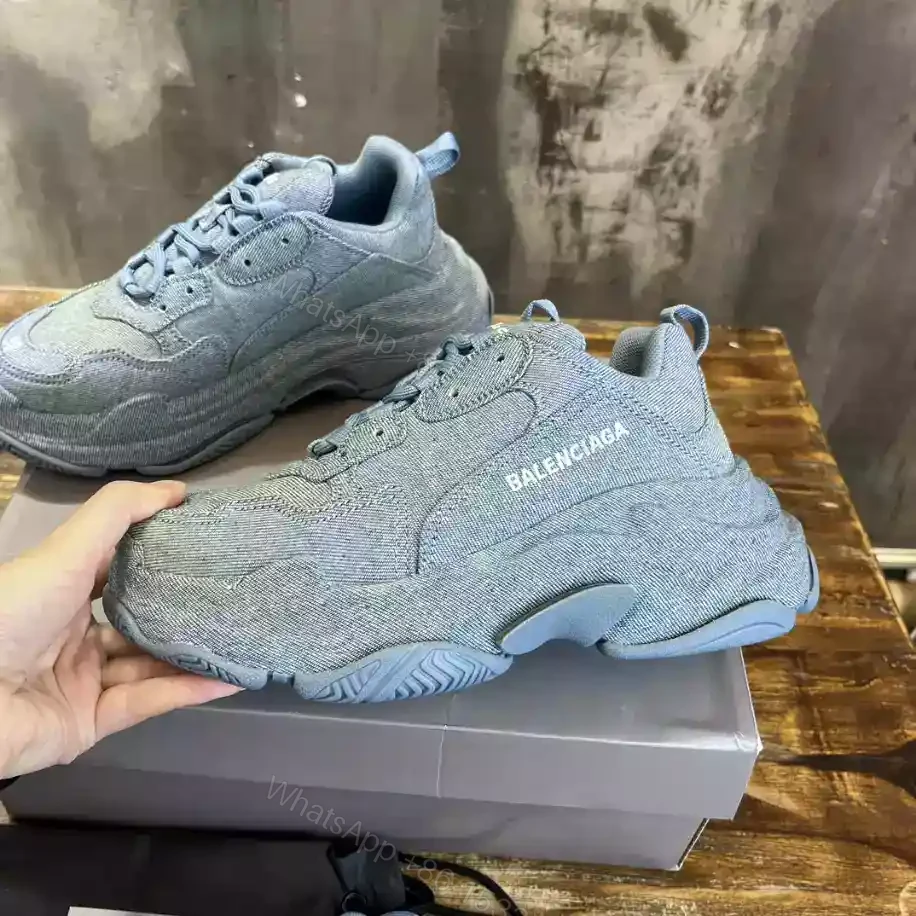 View 8 of BALENCIAGA WOMEN’S TRIPLE S SNEAKER DENIM IN BLUE – BB255