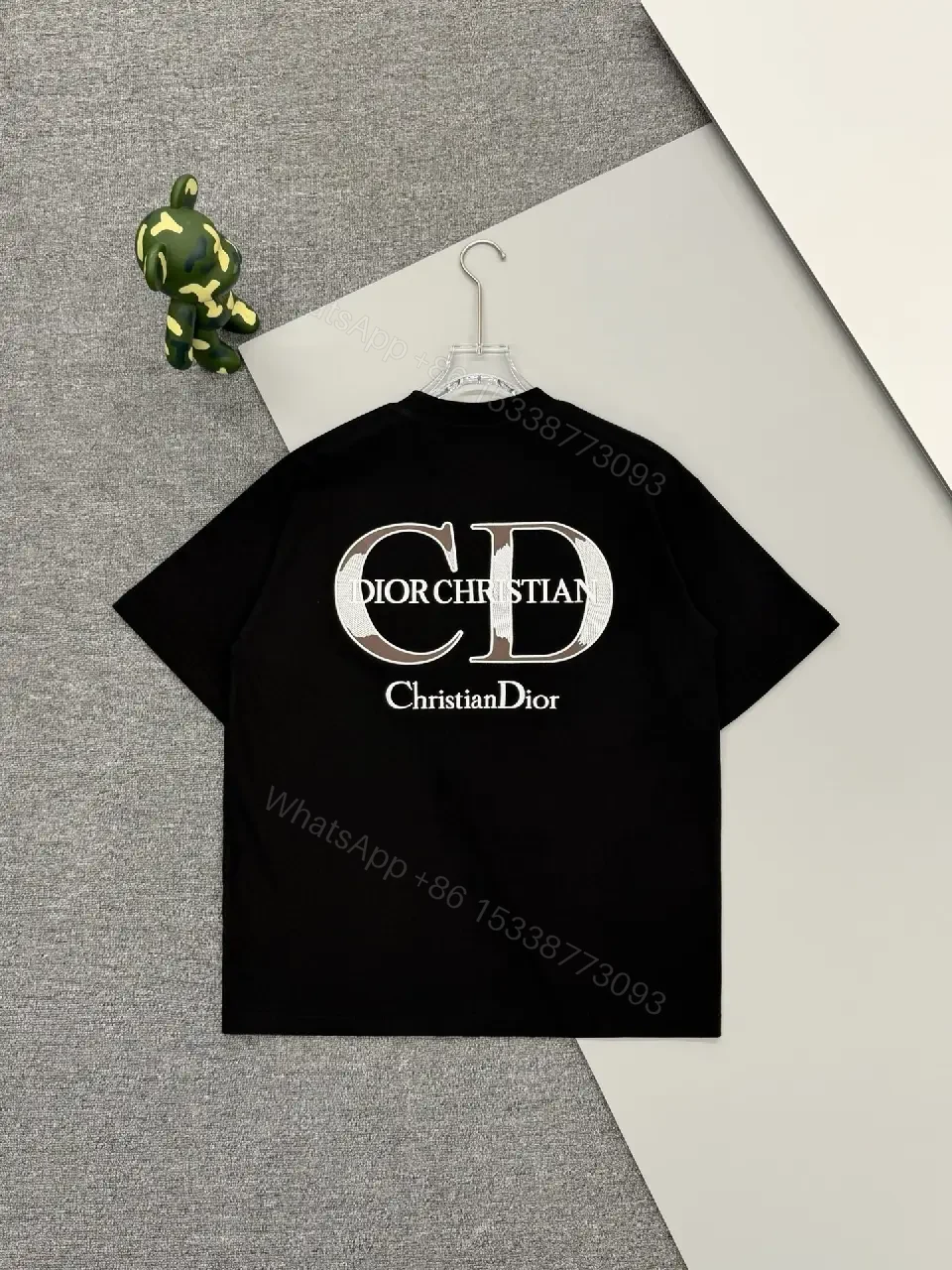 View 5 of Minimalist Black Cotton Tee with Logo Embroidery Luxury Casual Top