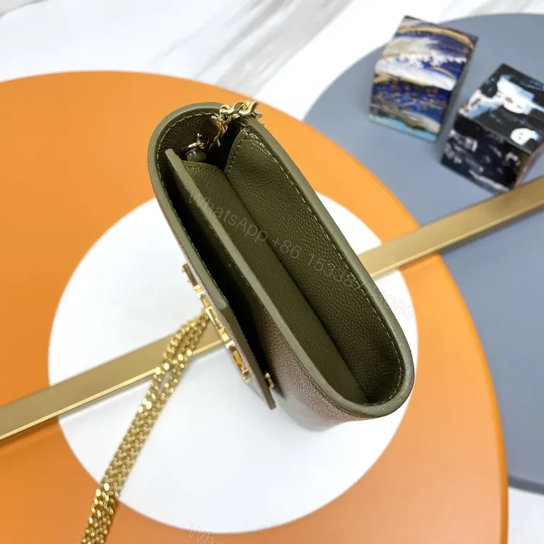 View 3 of Compact Luxe Shoulder Bag with Gold-YSL Chain