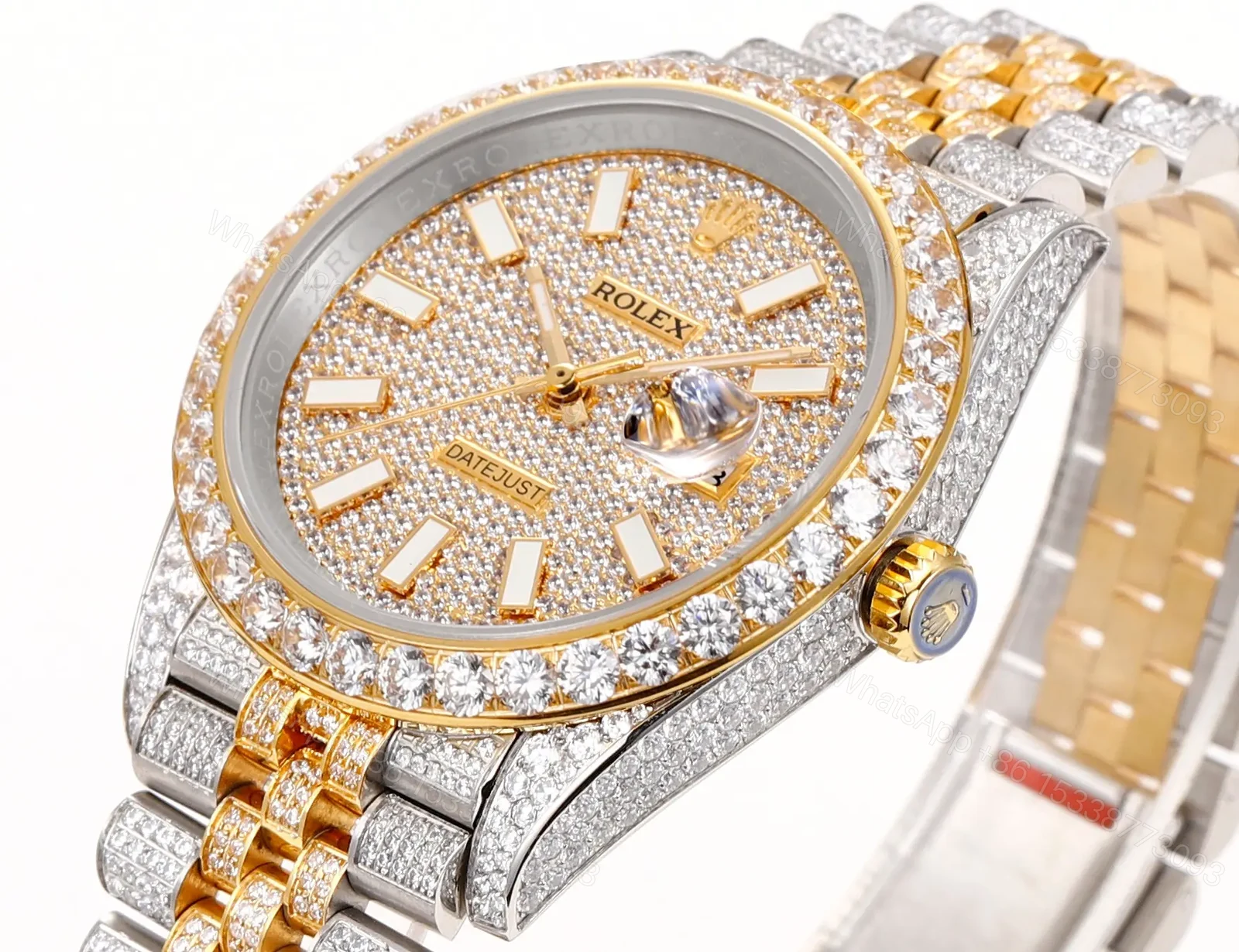 View 4 of Best Rolex Datejust 41 replica 41MM Pavé Dial Two-Tone Jubilee Bracelet Edition RG-DATEJUST41-PAVE-TT-JUBILEE