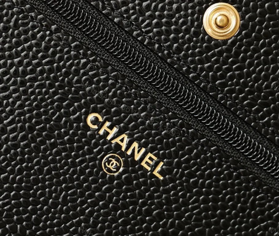 View 6 of Premium Quilted Wallet: Gold Logo, Caviar Leather, Compact Luxury