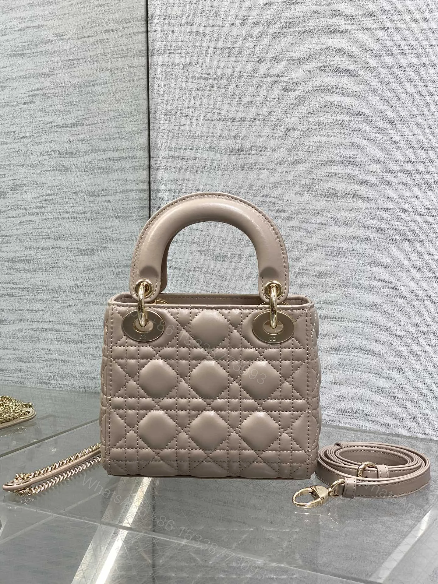 View 2 of Dior Mini Lady Dior Bag in Beige Gold Hardware