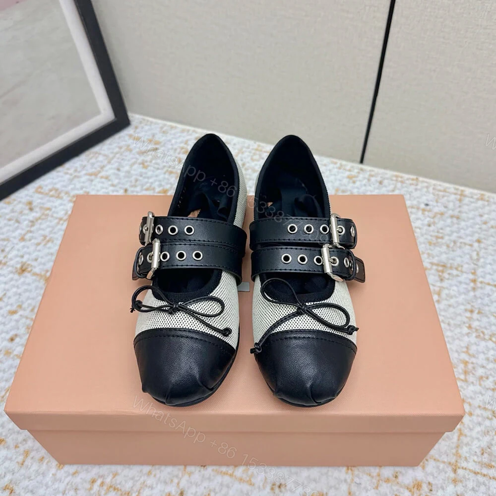 View 5 of MIUMIU Canvas and leather ballerinas 725618
