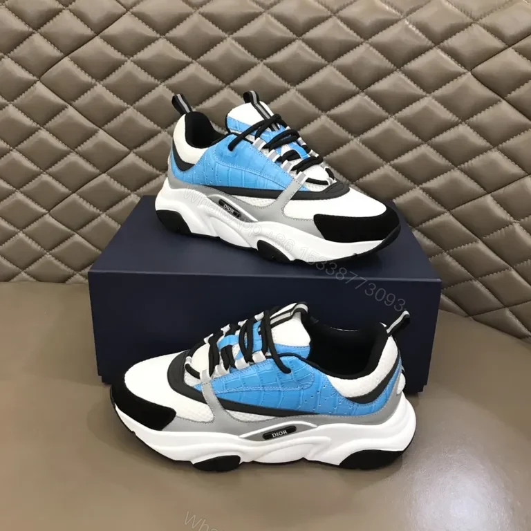 View 3 of White-Black-Grey Electric Blue Luxe Runner: Dior-Inspired
