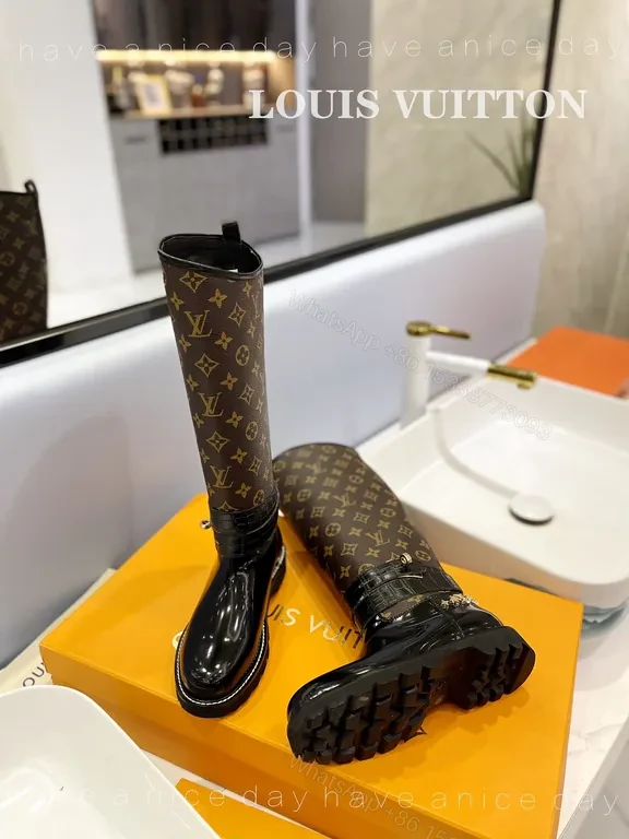 View 9 of Louis Vuitton Knee-High Monogram Patent Boots