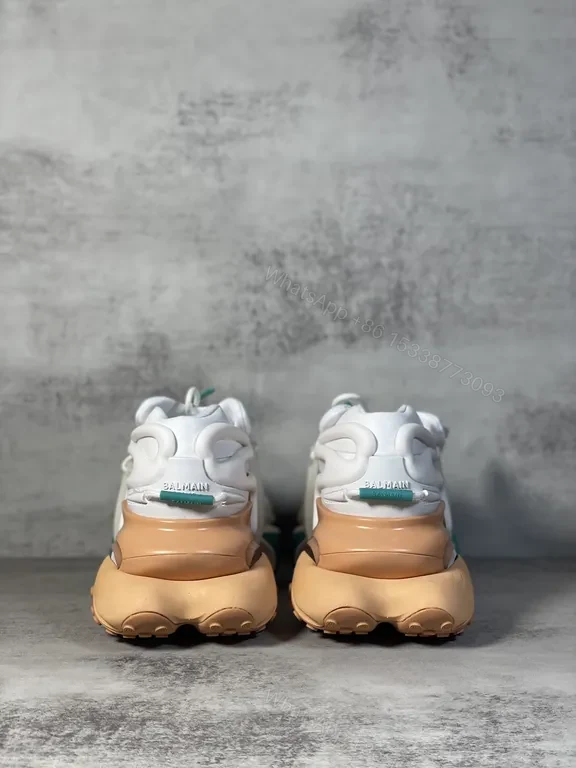 View 9 of White Teal Accented Futuristic Balmain-Inspired Chunky Sneaker