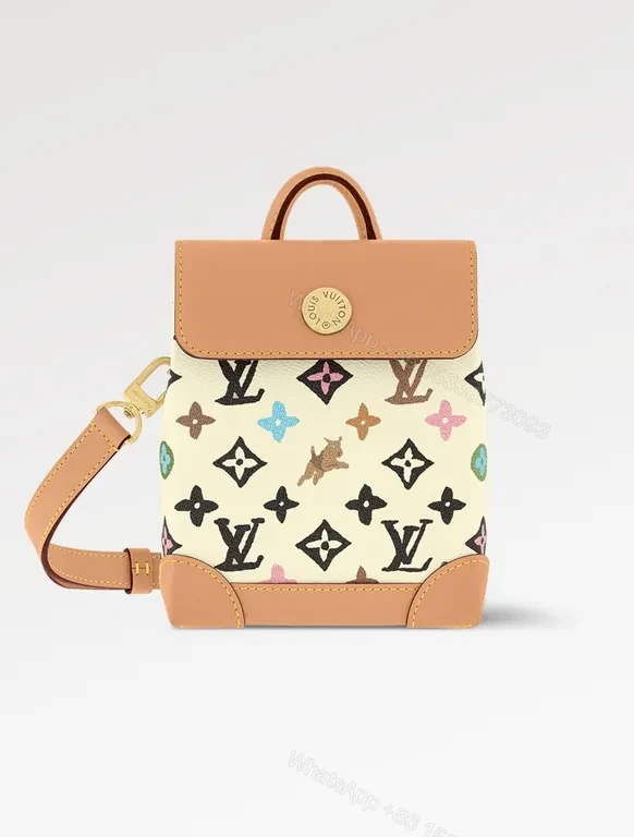 Multicolor LV-Style Mini Bag: Hand-Stitched Leather Details — view 1