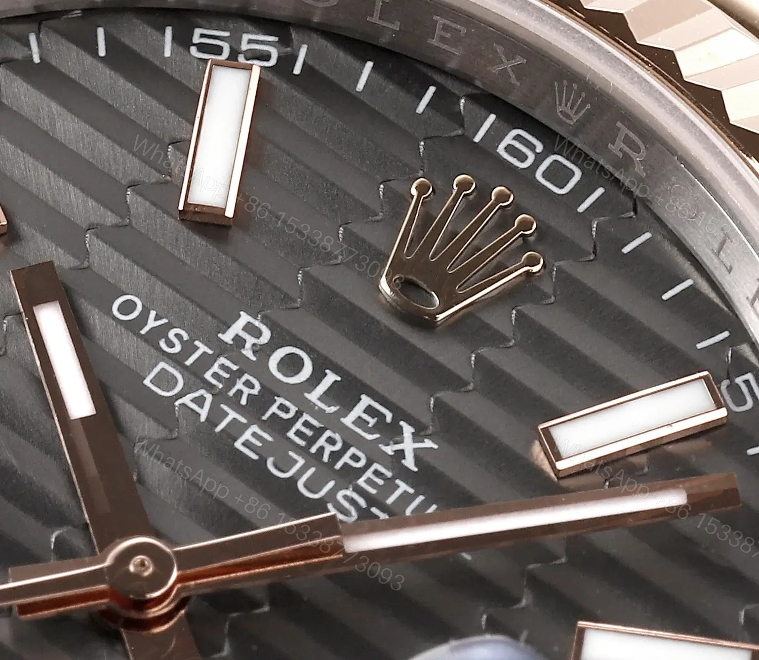 View 6 of ROLEX Datejust 41 Slate Fluted Motif Dial Automatic Men’s Steel and 18kt Everose Gold Oyster Watch 126331-0020