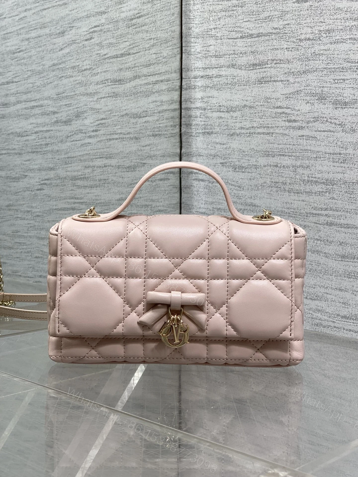 View 2 of Dior My Dior Mini Bag in Soupir Pink Cannage Lambskin