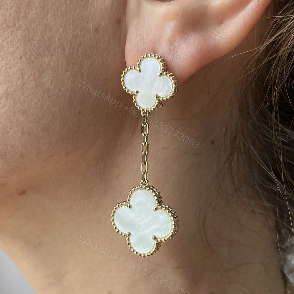 View 9 of VCA Magic Alhambra Earrings, Mother of Pearls