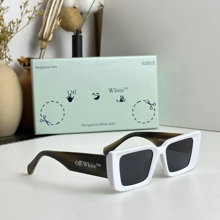 Bold White Square Frames Sunglasses with Off-White Branding — view 1