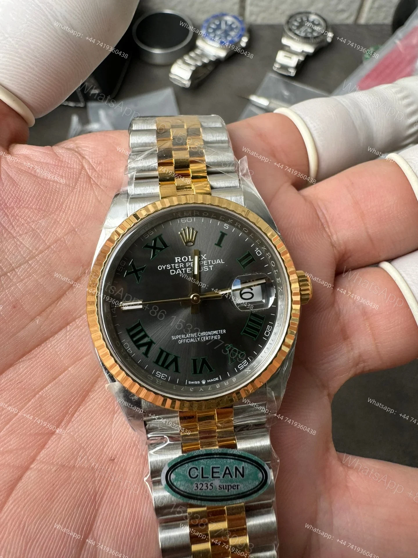 View 8 of Rolex Datejust M126233-0035 1:1 Replica Gray Roman Dial Jubilee 36MM 3235 Movement Super Clone Watch