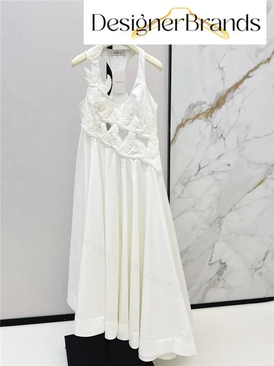 Zimmermann White Luna Applique Cotton Midi Dress — view 1