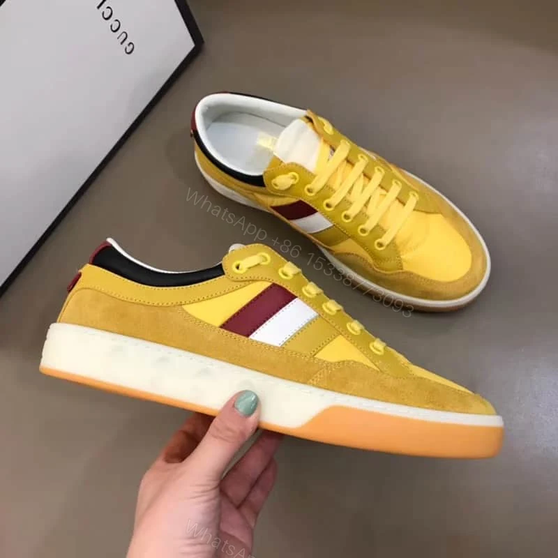 View 5 of GUCCI MEN’S YELLOW LEATHER AND NYLON SNEAKERS – GC63