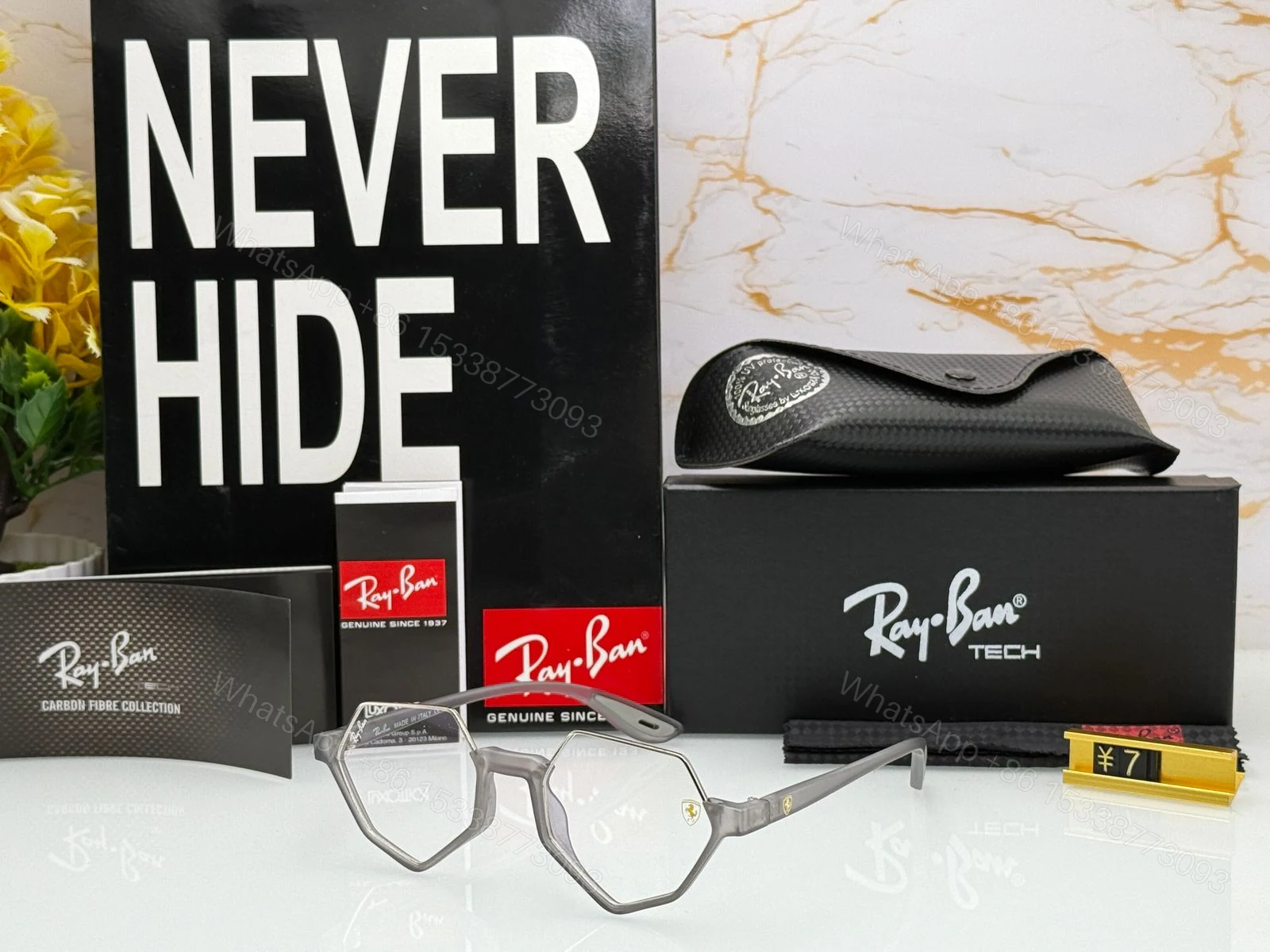 View 2 of Ray-Ban Hexa Carbon Fiber Black-Grey Sunglasses