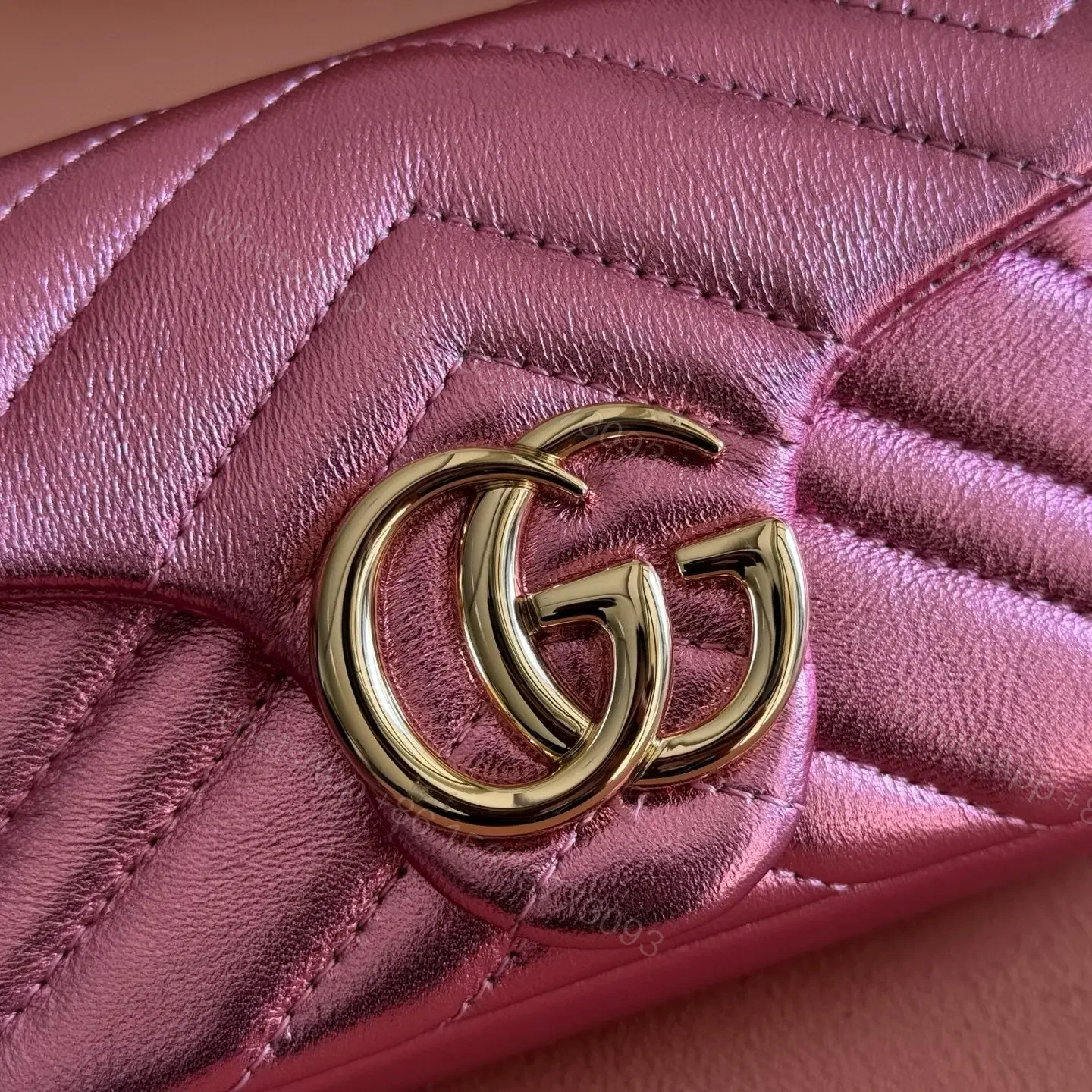View 3 of GUCCI GG MARMONT BAG 16 IN METALLIC PINK LAMBSKIN