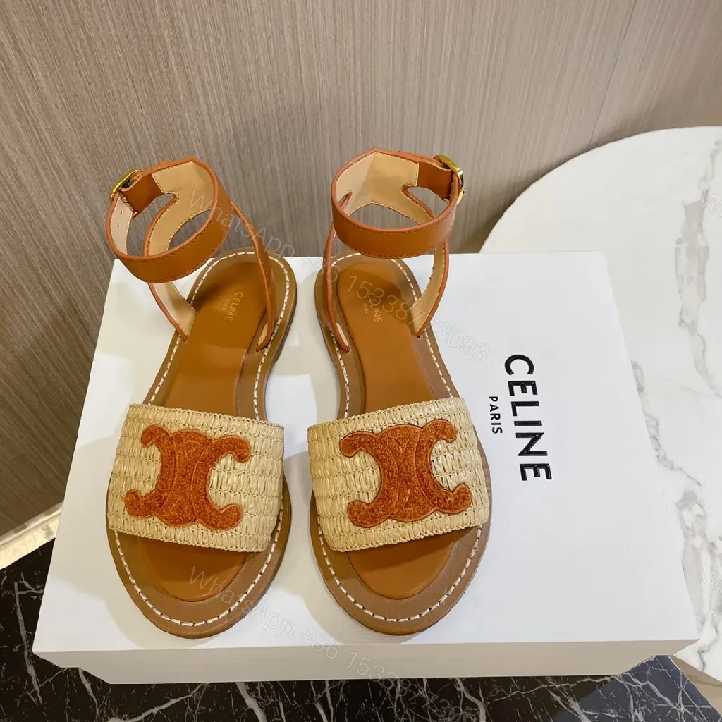 View 2 of Raffia Leather Sandals: Textured Signature Luxe Style