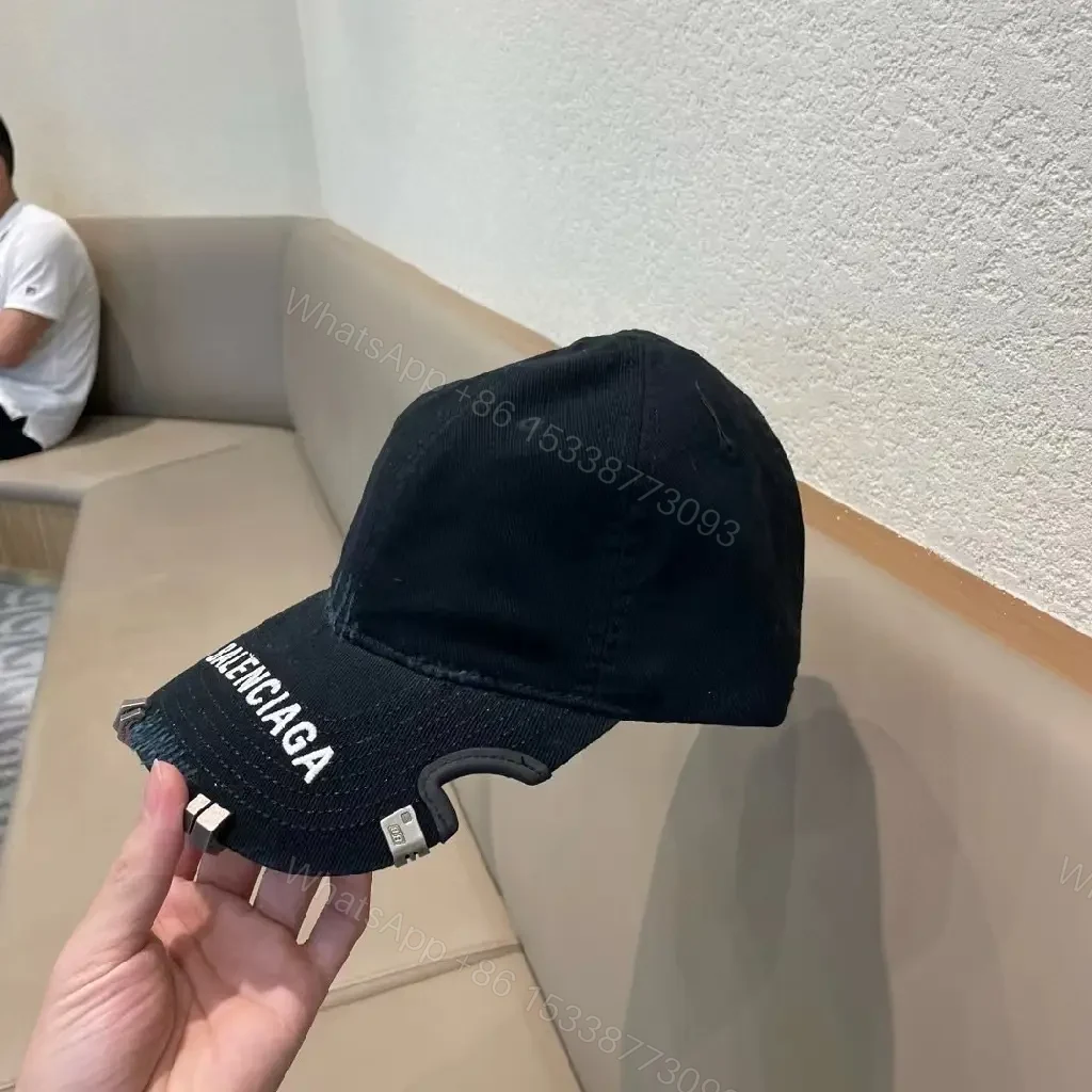 View 4 of Black Cotton Cap with Subtle Hardware Details