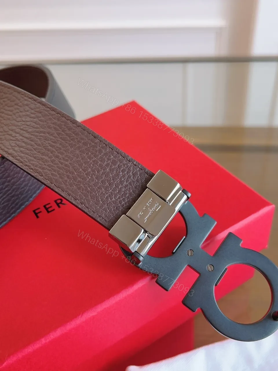 View 5 of Premium Leather Belt with Signature Hardware