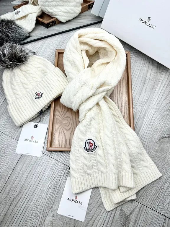 Cozy Cable Knit Scarf & Beanie Set â€” Premium Moncler Luxury Knit — view 1