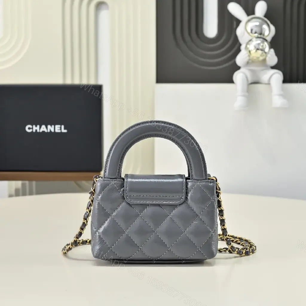 View 10 of Quilted Leather Mini Bag with Gold Turn-Lock, Compact Style
