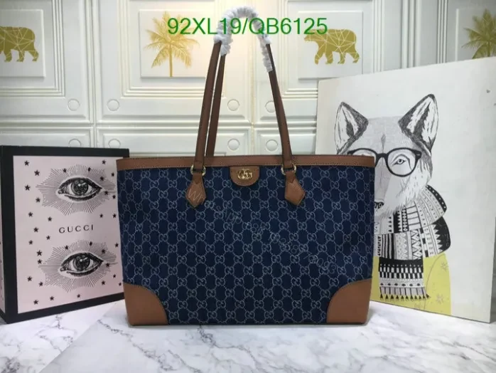 Gucci Replica Ophidia Denim GG Medium Blue Tote QB61258 – Luxury AAAA Handbag — view 1