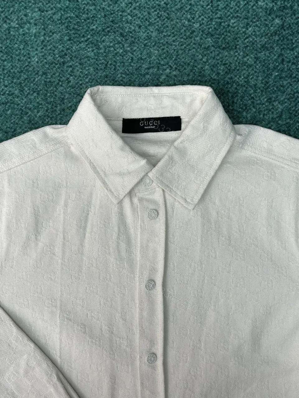 View 11 of Textured Button-Forward Shirt in Off-White with Subtle Patterning