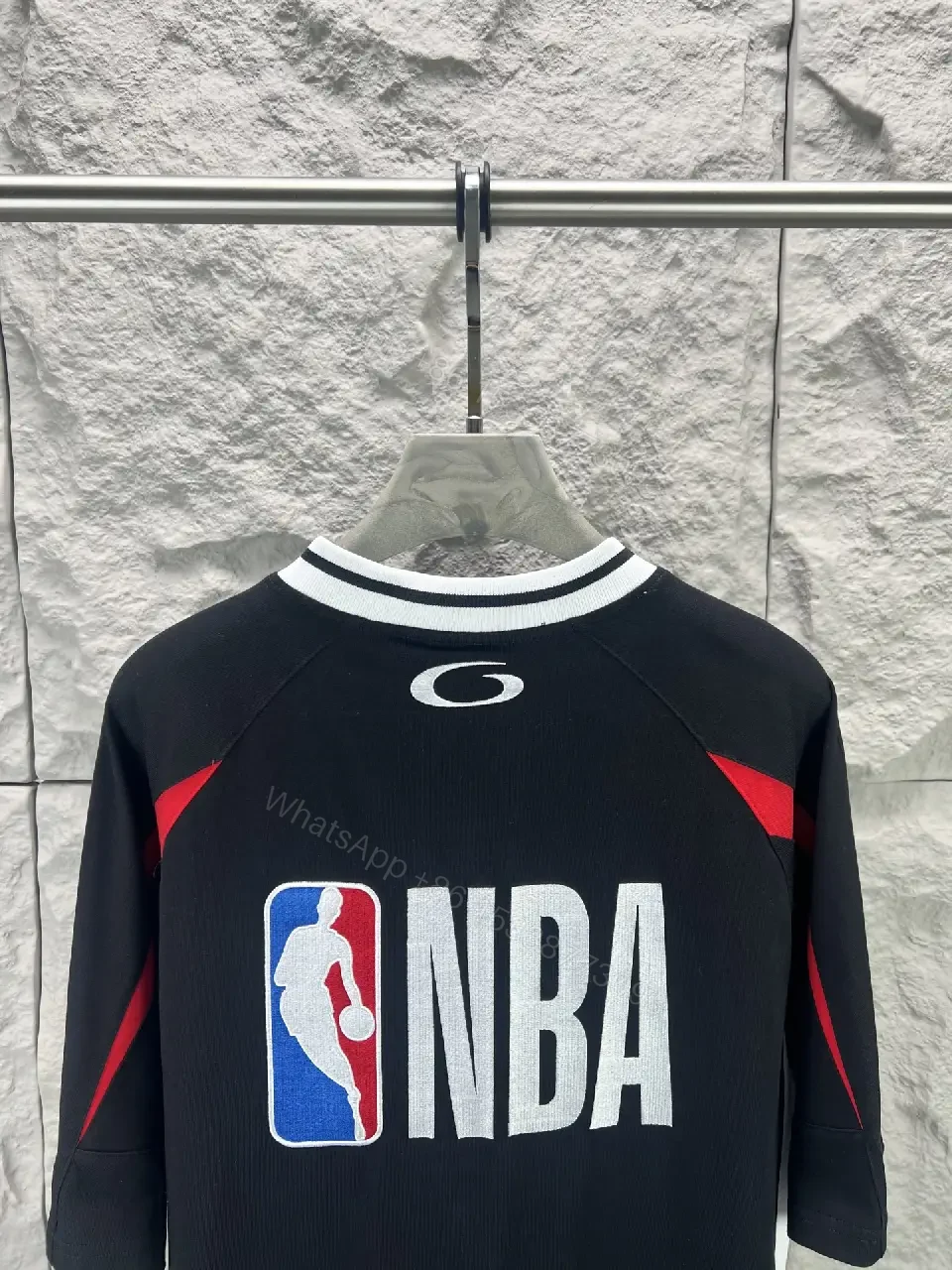 View 5 of Black White Red Oversized Athletic Jersey with BALENCIAGA 10 Front