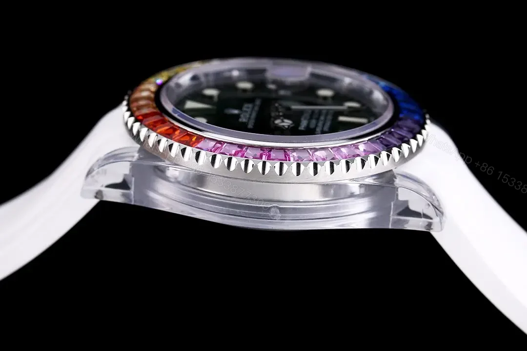View 5 of Rolex Submariner Date Sapphire Rainbow replica 40MM White Rubber Strap Edition RG-SUB-DATE-SAPPHIRE-RAINBOW-WHITE-RUBBER-40