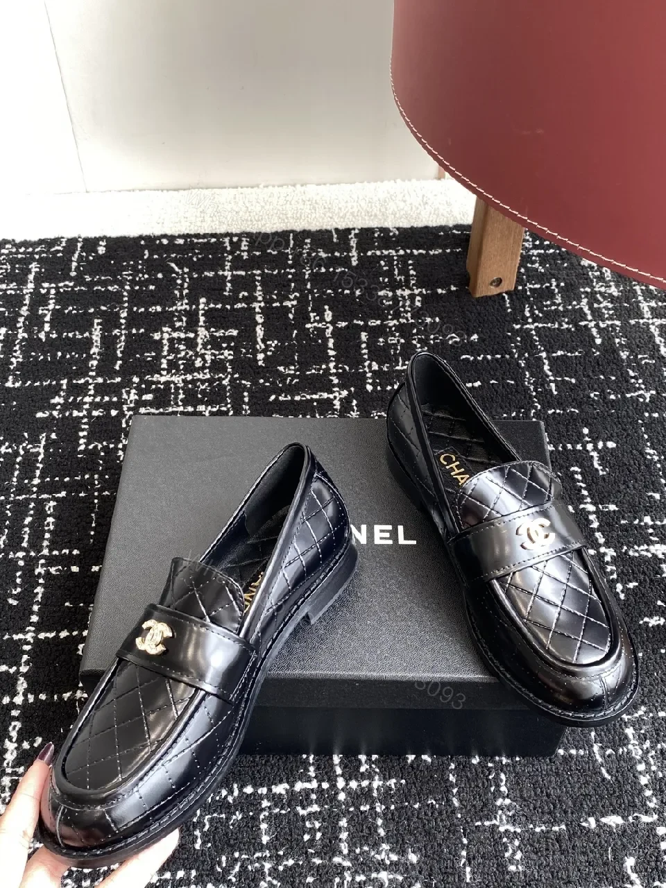 View 9 of Quilted Leather Loafers with Gold Hardware, Classic Style