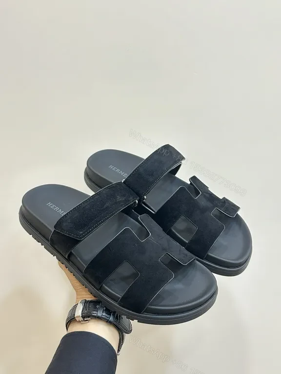View 5 of Charcoal Suede-Feel Hermes-Style Open-Back Sandals: Subtle Luxury